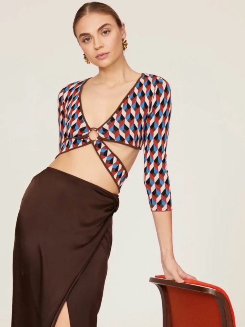 Ronny Kobo Tiki Knit Top In Blue Aster Multi
